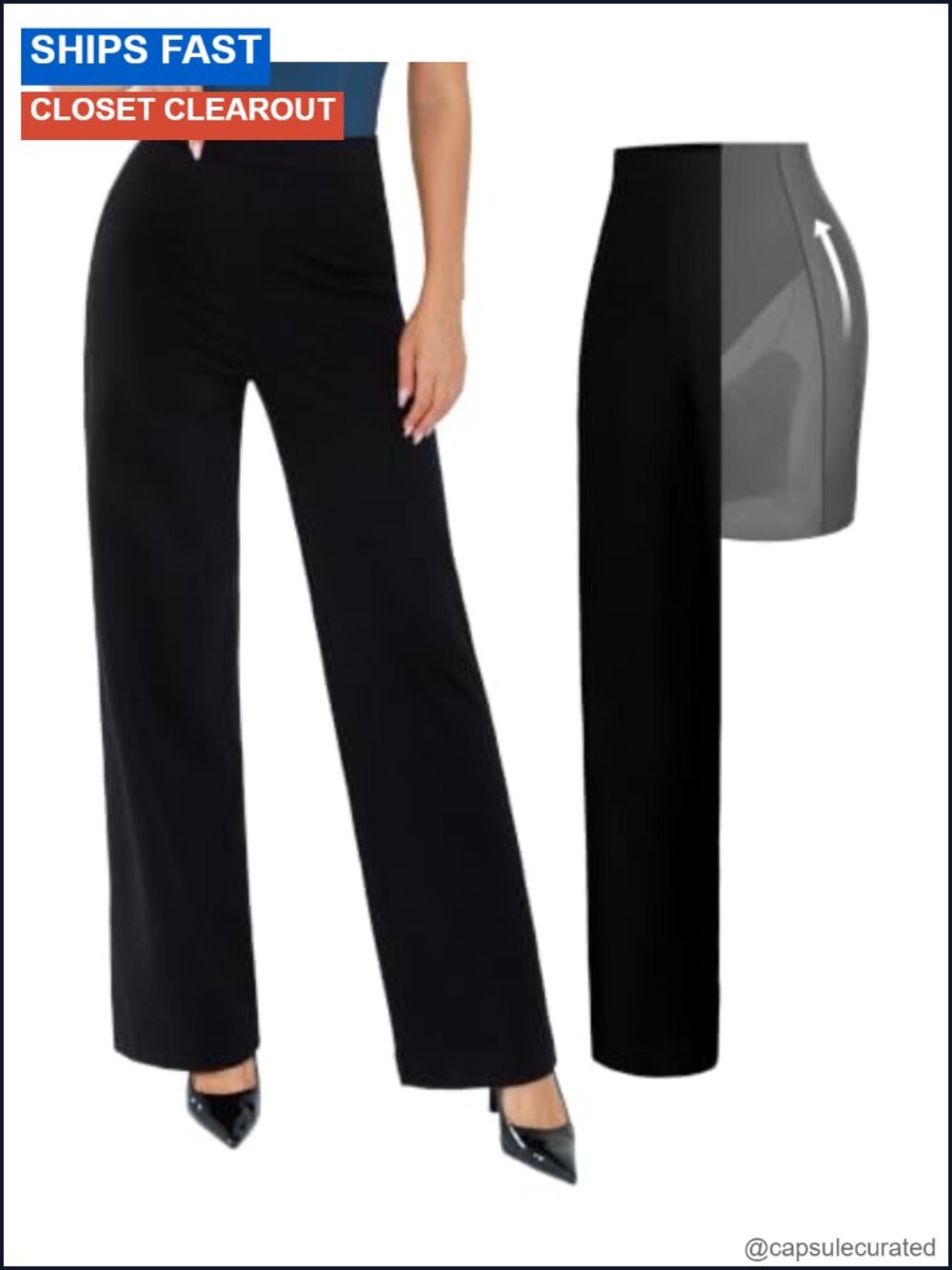Tummy Control Wide Leg Dress Pants Business Casual Stretch Work Trousers